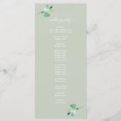 Chic Script Eucalyptus Foliage Green Wedding Programm (Rückseite)