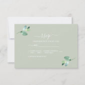 Chic Script Eucalyptus Foliage Green Wedding RSVP Karte (Vorderseite)