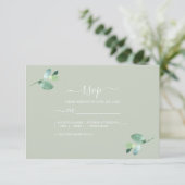 Chic Script Eucalyptus Foliage Green Wedding RSVP Karte (Stehend Vorderseite)