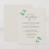 Chic Script Eucalyptus Foliage Minimale Hochzeit Einladung (Vorne/Hinten)