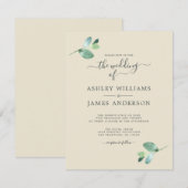 Chic Script Eucalyptus Foliage Minimale Hochzeit Einladung (Vorne/Hinten)