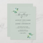 Chic Script Eucalyptus Foliage Minimale Hochzeit Einladung (Vorne/Hinten)