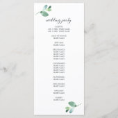 Chic Script Eucalyptus Foliage Minimale Hochzeit Programm (Rückseite)