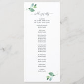 Chic Script Eucalyptus Foliage Minimale Hochzeit Programm (Rückseite)