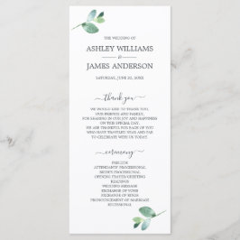 Chic Script Eucalyptus Foliage Minimale Hochzeit Programm