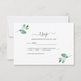 Chic Script Eucalyptus Foliage Minimale Hochzeit RSVP Karte