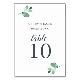 Chic Script Eucalyptus Foliage Minimale Hochzeit Tischnummer