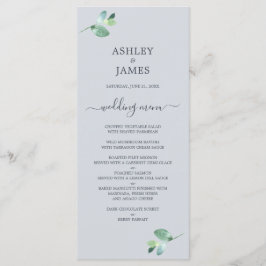 Chic Script Eucalyptus Foliage Pastel Blue Wedding Menükarte