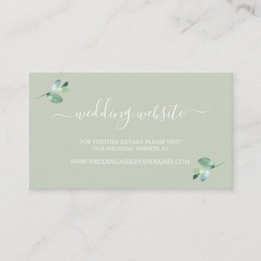 Chic Script Eucalyptus Foliage Webseite Begleitkarte (Vorderseite)