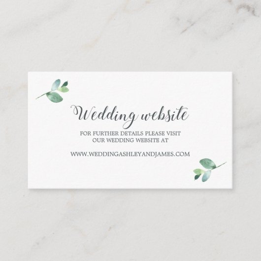 Chic Script Eucalyptus Foliage Webseite Begleitkarte (Vorderseite)