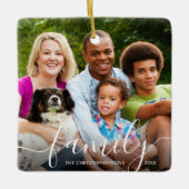 Chic Script FAMILY Foto Name Year Keramikornament (Vorderseite)