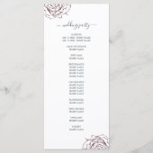 Chic Script floral Burgundy Rose Simple Wedding Programm (Rückseite)