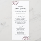 Chic Script floral Burgundy Rose Simple Wedding Programm (Vorderseite)