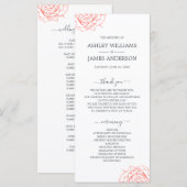 Chic Script Floral Coral Rose Einfache Hochzeit Programm (Vorne/Hinten)