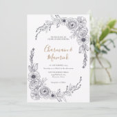 Chic Script Floral Frame Wedding Einladung (Stehend Vorderseite)