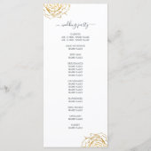 Chic Script Floral Gold Rose Einfache Hochzeit Programm (Rückseite)