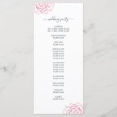 Chic Script floral Pink Rose Einfache Hochzeit Programm (Rückseite)