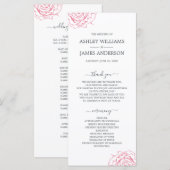 Chic Script floral Pink Rose Einfache Hochzeit Programm (Vorne/Hinten)