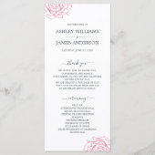 Chic Script floral Pink Rose Einfache Hochzeit Programm (Vorderseite)
