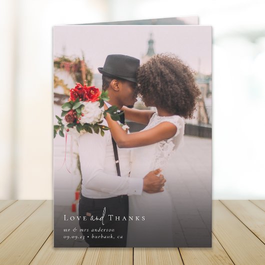 Chic Script Folded Multiple Photo Wedding Dankeskarte