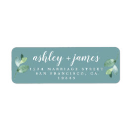 Chic Script Foliage Blue Return Address Label