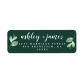 Chic Script Foliage Dark Green Rücksendeadresse (Vorne)