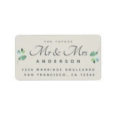 Chic Script Foliage Future Mr. Wedding Address Adressaufkleber (Vorne)