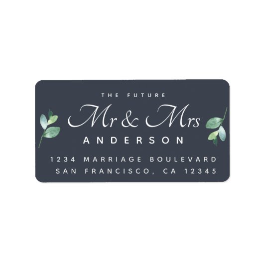 Chic Script Foliage Future Mr. Wedding Address Adressaufkleber (Vorne)