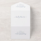 Chic Script Foto 0verlay Dusty Blue Wedding All In One Einladung (Außenbereich)