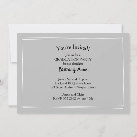 Chic Script Foto Abschluss Einladung (Rückseite)