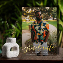 Chic Script Foto Abschluss Gold