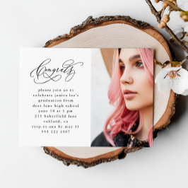 Chic Script Foto Abschluss Magnetische Einladung