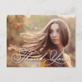 Chic Script Foto Abschluss Vielen Dank Postkarte (Vorderseite)
