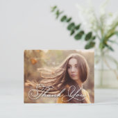 Chic Script Foto Abschluss Vielen Dank Postkarte (Stehend Vorderseite)
