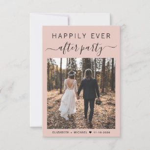 Chic Script Foto Blush Pink Hochzeitsempfang Einladung