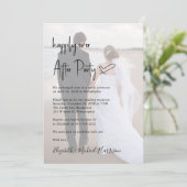Chic Script Foto Blush Pink Hochzeitsempfang Einladung (Stehend Vorderseite)