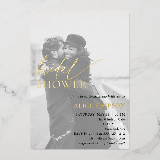 Chic Script Foto Brautparty Einladung (Vorderseite)