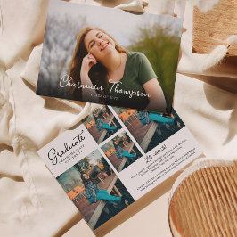 Chic Script Foto Collage Abschluss Einladung