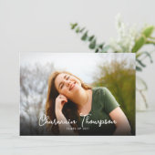 Chic Script Foto Collage Abschluss Einladung (Stehend Vorderseite)