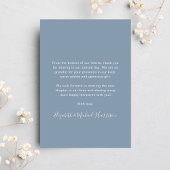 Chic Script Foto Collage Dusty Blue Wedding Dankeskarte