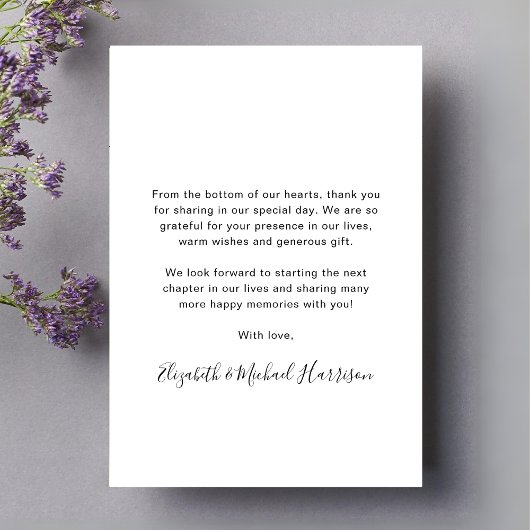 Chic Script Foto Collage Wedding Dankeskarte