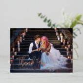 Chic Script | Foto Collage Wedding Vielen Dank Folieneinladung (Stehend vorne)