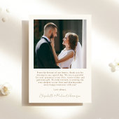 Chic Script Foto Cream Gold Wedding Dankeskarte