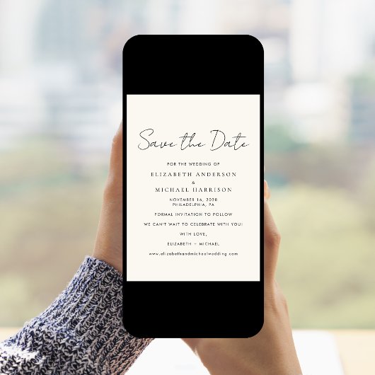 Chic Script Foto Cream Save The Date