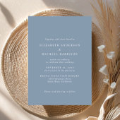 Chic Script Foto Dusty Blue Wedding Einladung