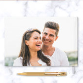 Chic Script Foto Dusty Blue Wedding Gästebuch