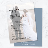 Chic Script Foto Dusty Blue Wedding Reception Einladung