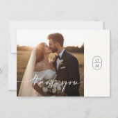 Chic Script Foto Flache Hochzeits-Dankeskarten Dankeskarte (Vorderseite)