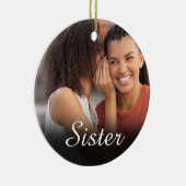 Chic Script Foto Girly Pink Sister Definition Keramik Ornament (Rechts)