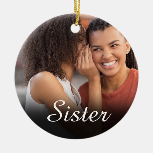 Chic Script Foto Girly Pink Sister Definition Keramik Ornament (Vorne)